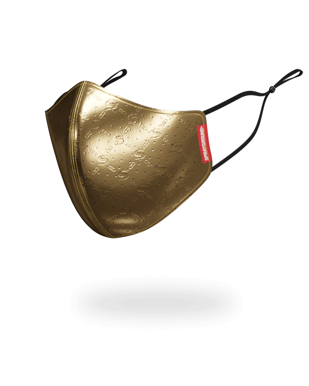 GOLD MONEY PATTERN VEGAN LEATHER FACE MASK